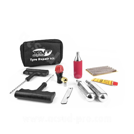 KIT REPARATION TUBELESS MECHES + CARTOUCHES D'AIR COMPRIME 